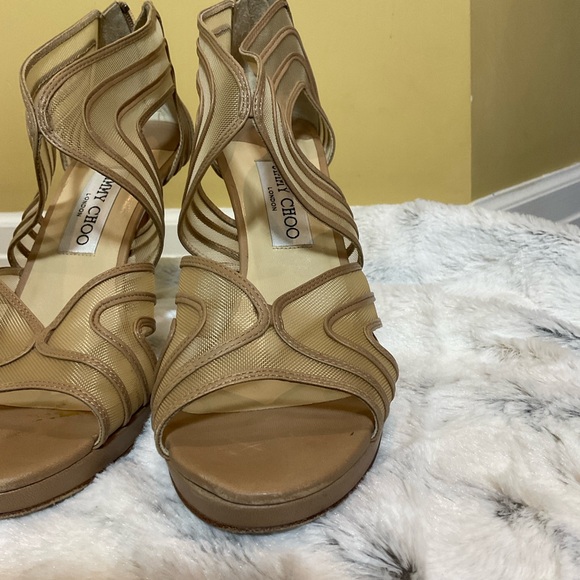 Jimmy Choo Caged Tonal Stitch Strappy Mesh High Heel Sandals sz 39 - Picture 14 of 16